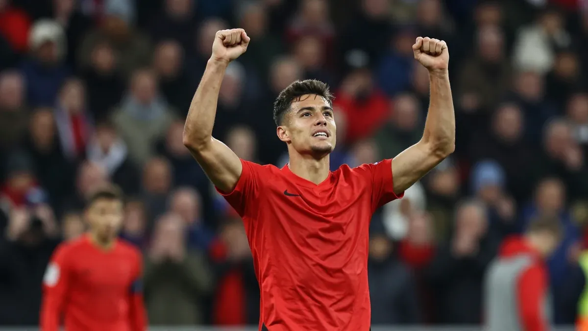 A Reuters Connect image shows Southampton's Leo Scienza celebrating after the Sky Bet Championship match against...
